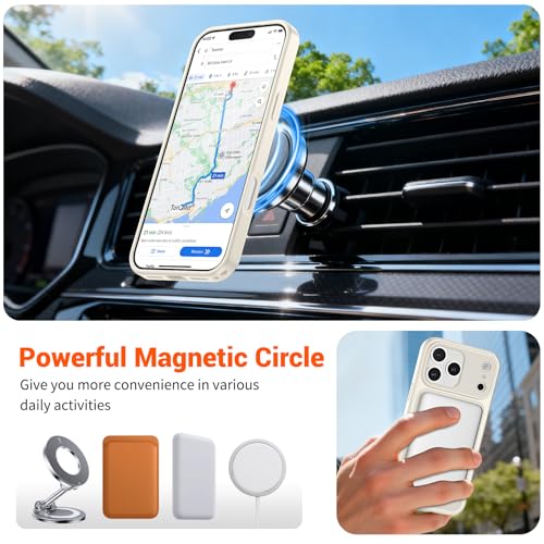 Image of SUPFINE Magnetic for iPhone 17 Pro Case Antique White | (Compatible with MagSafe)(Military Grade Drop Protection)(Camera Protection)Translucent Matte Phone Cover