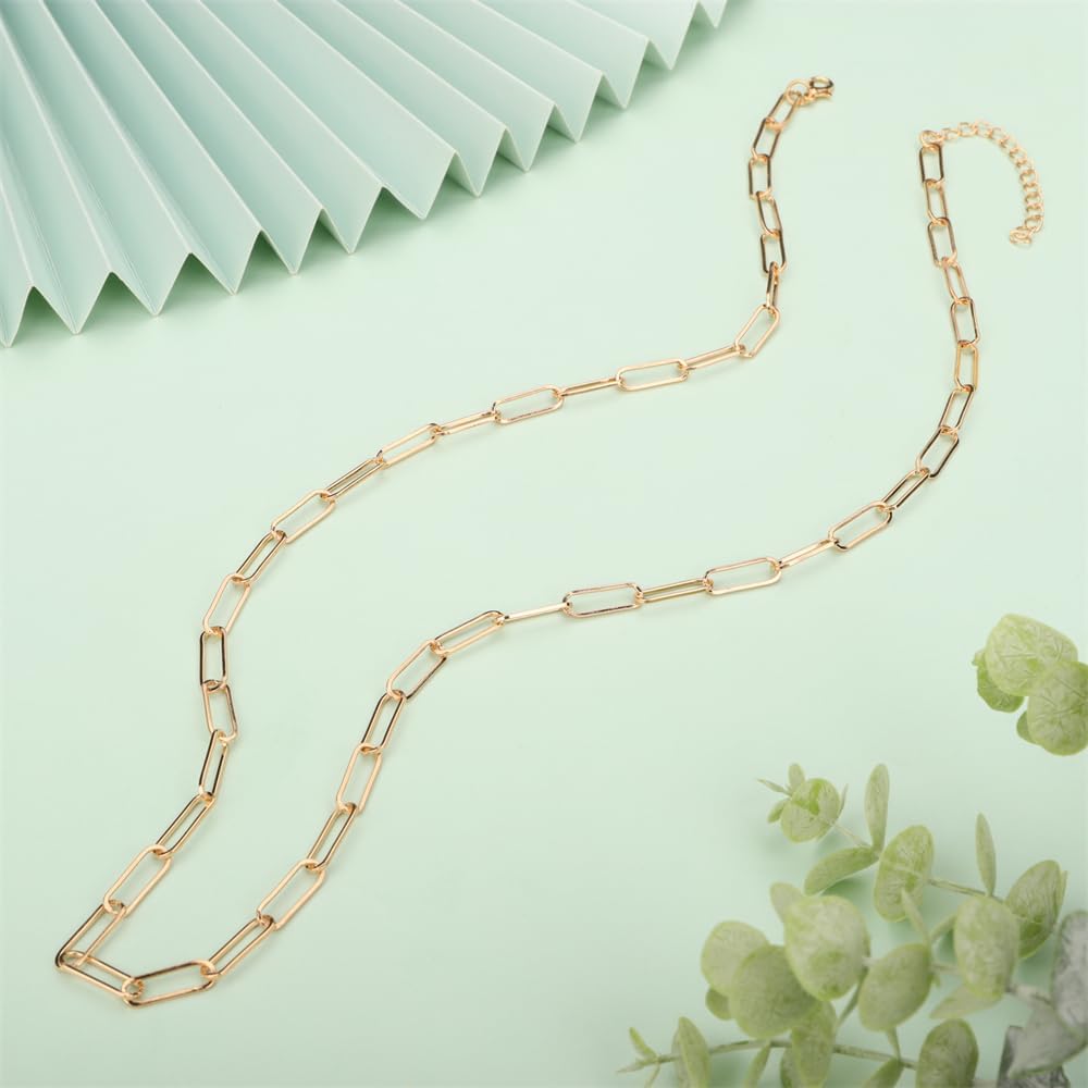 Aimimier Bohemian Long Paperclip Wrap Choker Necklace Dainty Lariat & Y Pendant Link Chain Necklace for Women - Image 4