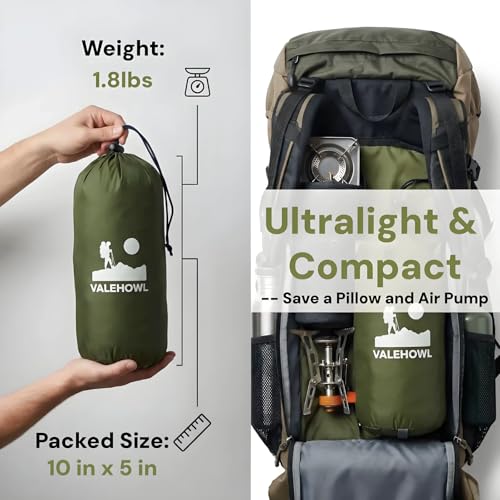 Image of 1.8 Pounds Ultralight Camping Sleeping Pad - R-Value 3.0 for 4 Seasons, Durable & 100% Waterproof Outdoor Air Mattress, Compact Sleeping Mat for Hiking, Backpacking, Travel