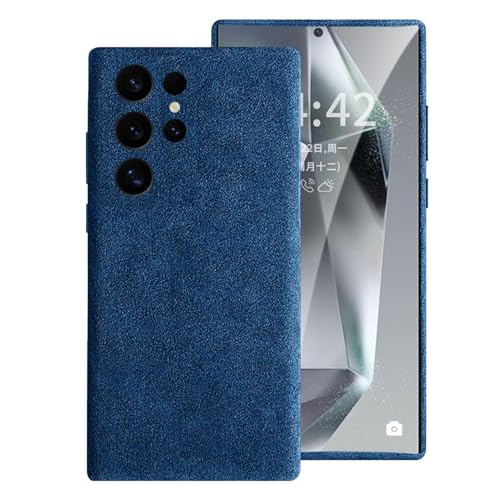 Housse antichoc Galaxy S25 Plus fine en suède bleu protégeant l'écran