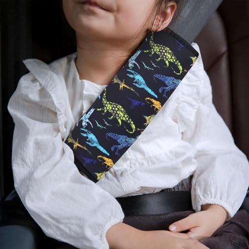 Image of YR Seat Belt Cover for Kids, Soft Comfort Seat Belt Cushion for Children, Cute Cartoon Pattern Car Seat Belt Pads Cover for Girls and Boys, 1 Pack (Dino)