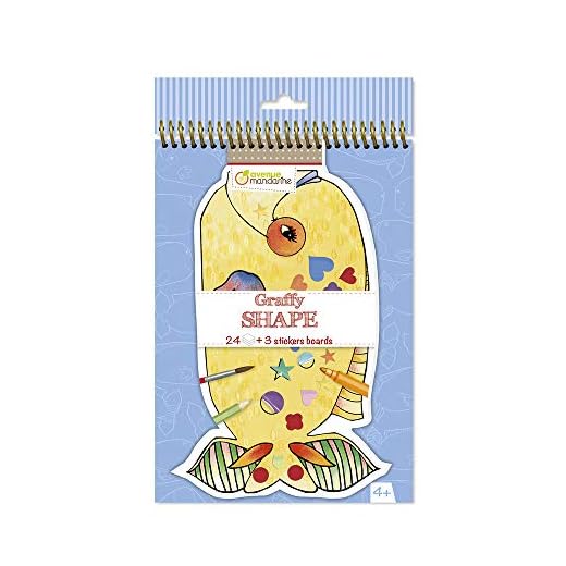 Avenue Mandarine GY075C – Un carne de espiral de 24 páginas impresas para colorear (8 diseños x 3) 250 g, peces