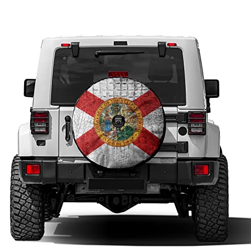 Image of Delerain Spare Tire Cover with Backup Camera Hole Florida Flag Wheel Covers Waterproof Dust-Proof UV Sun Universal Fit for Trailer RV SUV Truck (18 Inch for Diameter 32 inch-34 inch)