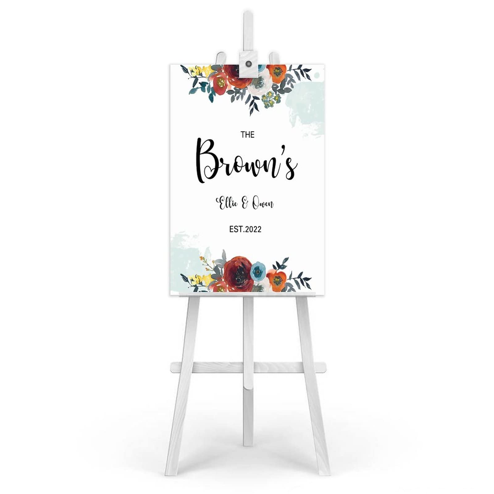 Established Schild Holz Hochzeitsschild Nachname Hochzeit Willkommensschild Elegantes vertikales Layout Hochzeit & Empfang Dekorationen 76,2 x 50,8 cm