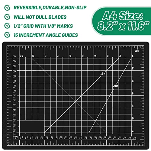 Anezus Exacto Knife with Hobby Mat for Crafts, Self Healing Cutting Mat Hobby Knife with 30 PCS Exacto Blades Precision Knife for Art and Crafts Paper Scrapbooking Stencil (Black) - Thumbnail 6