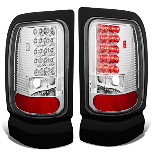 Pair of Chrome Housing Clear Lens LED Brake Tail Lights Lamps Replacement