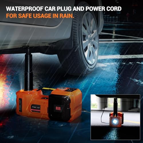 Image of E-HEELP Electric Car Jack, 5 Ton /11023 LBS Hydraulic Jack Lift with Built-in Inflatable Pump and LED Light