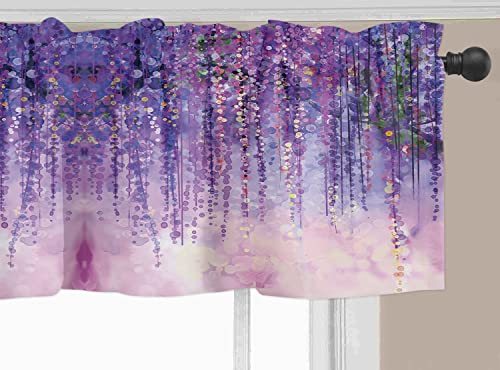 Purple Valances For Windows, Purple Weeping Flower Kitchen Curtains, Bathroom Curtains Window Rod Pocket Short Curtains, Purple Valance Curtains 54X18 Cafe Curtains, Kitchen Window Curtains Over Sink #TOP1