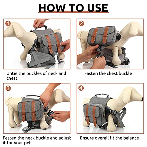 MIGOHI Dog Camping Hiking Travel Backpack, Durable Doggy Saddle Bag Rucksack with 2 Side Pockets Breathable Pet Pack for… - Image 7