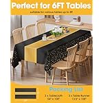 Graduation Decorations Table Cloth for Rectangle Table and Table Runner Set - 3+3 Pack, Black and Gold Plastic Tablecloth Disposable for Birthday, Wedding, Baby Shower, New Year - Image 5