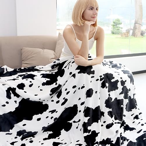Image of Twin Size Blanket, Black and White, 60x80 inches | Warm Cozy Soft Fuzzy Fleece, For Bed Couch Travel Camping, All Season Home Room Decor
