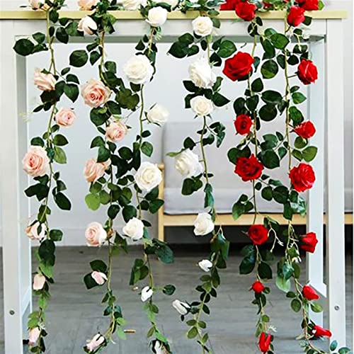 Générique Guirlande De Noël Fleurs Artificielles Rose Ivy Vigne Décoration De Mariage Real Touch Chaîne De Fleurs en Soie Maison Suspendue Guirlande Fête De Mariage Décor 2m Guirlande