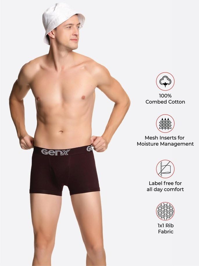 Image of Genx Jazz Men's Trunk - 100% Combed Cotton, Vibrant Colors, Trendy, Comfortable, Underwear(Pack of 4)(Color May Vary)