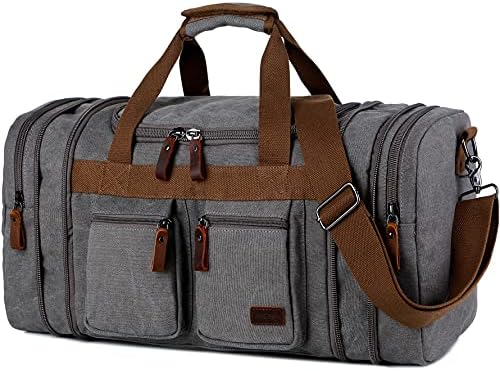 Canvas Travel Duffel Tote Bag Large Sport Duffel Weekender Bag Carry on Overnight Bag for Men HB-21 (Grey) 1 Canvas Travel Duffel Tote Bag Large Sport Duffel Weekender Bag Carry on Overnight Bag for Men HB-21 (Grey)