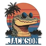 Personalized Alligator Metal Sign – Custom Reptile Name Wall, Fence, Porch, Yard, Patio, Home, Office, Man Cave Hanging Decor – Gifts for Mom, Dad, Daughter, Son, Wildlife, Swamp Birthday