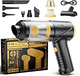 Svoko Handheld Vacuum Cleaner 21000Pa Suction with Brushless Motor, 4-in-1 Portable Mini Car Vacuum with 2 Suction Modes, Cordless Vacuum with LED Light, Type-C Charge for Car, Office Desk, Keyboards