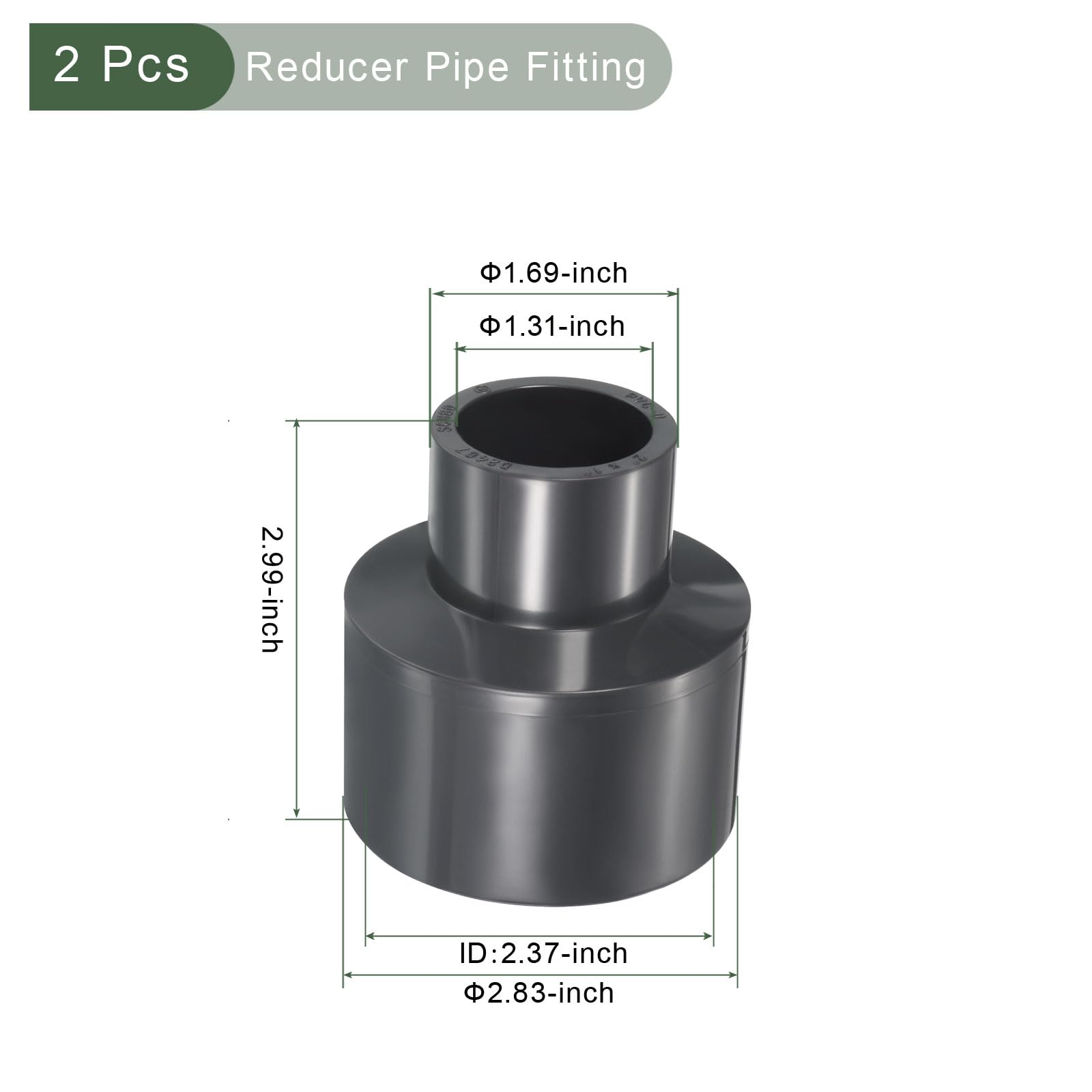 YOKIVE UPVC Reducer Fitting, Straight Adapter Connector Connect Pipe Socket Schedule 80, Great for Bathroom Kitchen - Image 2