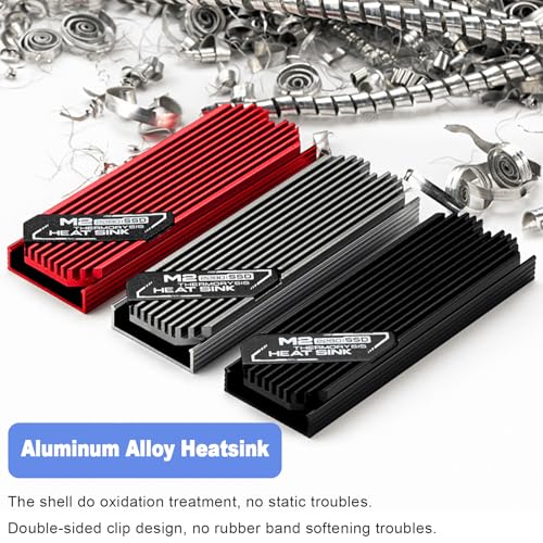 ASTARON Disipador Térmico M.2 SSD 2280 Thin Cooler con Nano Almohadillas Térmicas (0.5mm-1mm) Disipador Térmico NVME M2 de Doble Cara para PC/PS5/Portátiles de Juego (Rojo) - imagen 5