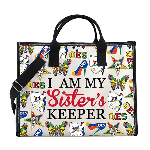 PWHAOO Sorority Tote Bag I Am My Sisters Keeper Tote Bag Greek Sistarhood Sorority Gift Sorority Sister Gift (Sisters KEEPER TOTE)
