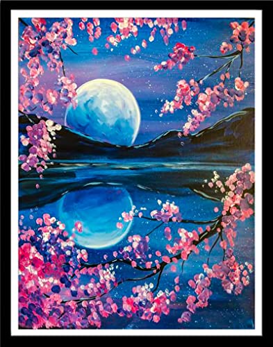 Lovxvouy Cross Stitch Kits For Adults,Stamped Full Range Of Embroidery Starter Kit For Beginners Needlepoint Kits 11Ct Pre-Printed Pattern, Cross-Stitching Kits-Moonlight Peach Blossom 15.7×19.7 Inch #TOP15