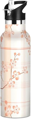 Miniatura 23 de Hyacinths - Botella de agua de metal para niños con tapa de boquilla a prueba de fugas, aislamiento al vacío de doble pared ligera para viajes,