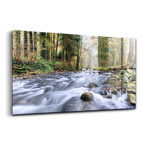 Peinture murale en verre Wallfluent 100x50cm - Évadez-vous face au ruisseau de montagne