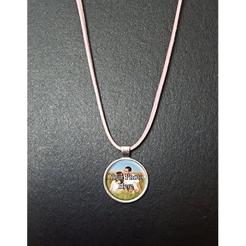 Personalised Photo Pendant on Pink Cord Necklace Cover