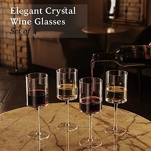 Square Wine Glasses Set of 4 with Stem