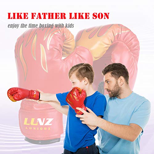 Luniquz Kids Boxing Gloves for Punching Bag Training, 4 OZ 6 OZ Fit 3 to 14 YR, Red