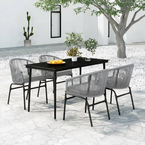 LAPOOH Juego de Comedor de jardín 5 Piezas, Mesa Terraza Exterior Y Sillas, Conjunto Mesa Y Sillas Jardin, Mesa Y Sillas Terraza, Conjunto De Jardin, Juego De Terraza Exterior, Gris Antracita