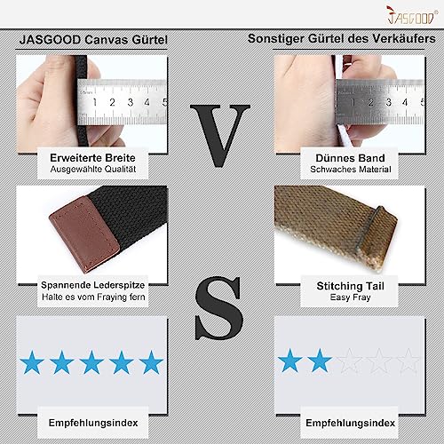 JasGood 2 Stück Herren Canvas Gürtel, Gewebter Casual Gürtel