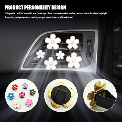 Image of 8PCS Daisy Flower Air Vent Clip Accessories, Air Conditioning Outlet Clip, Car Air Freshener Dashboard Accessories Charm, Auto Decorations Interior Universal Car Fresheners for Women