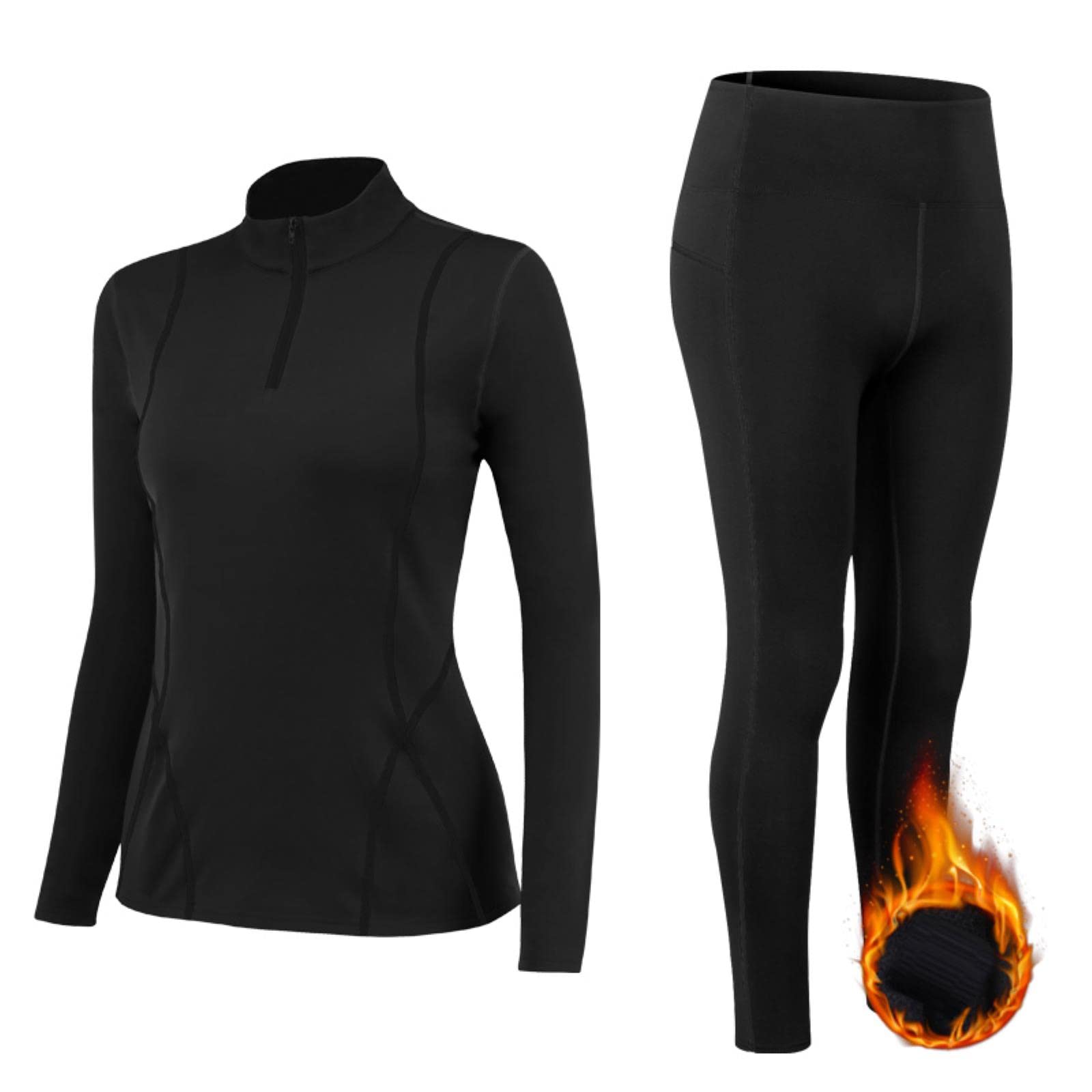 Ropa de Invierno de 2 Piezas para Mujer Conjuntos de Ropa Interior Calzoncillos Largos térmicos para Mujer Traje cálido para el hogar Pijamas de túnica Ropa Interior térmica de Manga Larga