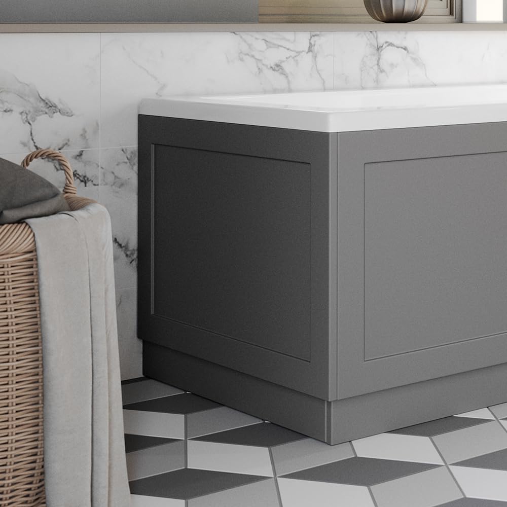 Affine Dark Grey Affine® Winchester Traditional 750Mm End Bath Panel 18Mm Mdf, Wooden Panels For Bathroom Baths Soaking Tubs With Plinth, Easy To Cut, Matt