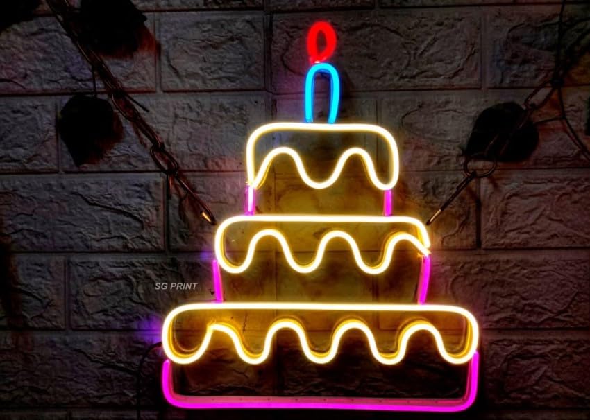 Wall Mitra Cake Neon Sign Led Blue Warm White Neon Lights for Wall Decor Light Up Signs for Bakery Dessert Shop Cake shop Resturant Bar Cafe Candyland Party Decorations(12x18)-image-11
