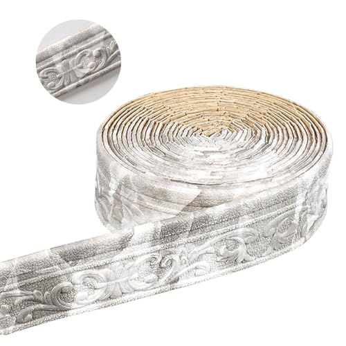 ACESOME Ribete de papel pintado autoadhesivo, ribete de pared 10m x 8cm x 8mm impermeable 3D, papel pintado para pasillo, techo, esquina, línea (mármol gris)