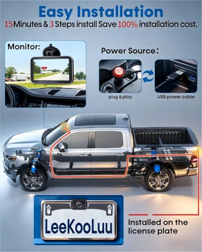 Image of HD 1080P Backup Camera: 15-Min Easy Install 7 inch Large Screen Color Night Vision See Clearly at Night Up to 10 Meters - Reverse Camera for Trucks Cars Pickup SUVs Rear View Safety & Parking Assist
