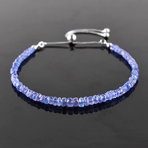 Miniatura 2 de AA Genuine Tanzanite Gemstone Beads Bolo Bracelet Energy Stone December Birthstone Healing Crystals Statement Jewelry Rhodium Plated 925 Sterling