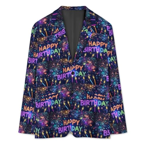 Happy Birthday to You Mens Suit Jacket Lapel Blazers V Neck Button Business Coat Tuxedo for Wedding Party3