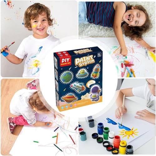 Image of WISHKEY Space Theme Mold and Paint Kit for Kids, DIY Fridge Magnets Painting Kit, Plaster Painting Art & Craft Set, Fun Craft Activity for Boys and Girls, 6+ Years (Multicolor, Pack of 1)