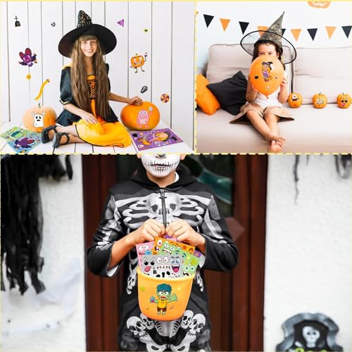 36 Sheets Halloween Pumpkin Craft Stickers Party Favors Make a Face Stickers Zombie Witch Vampire Ghost Bat Self Adhesive DIY Stickers for Halloween Kids Toddlers Classroom Treats Party Game Stickers - image 7