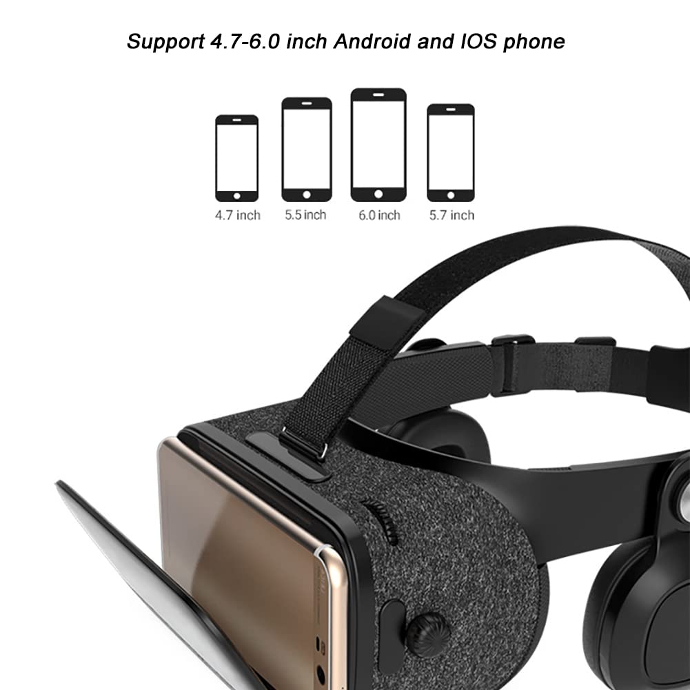 RSGK VR Auricular Realidad Virtual, Gafas VR con Controlador, Vidrio VR Ajustable de Realidad Virtual 3D, Regalos para niños y Adultos, Compatible con teléfonos móviles de 4.7-6.0 Pulgadas