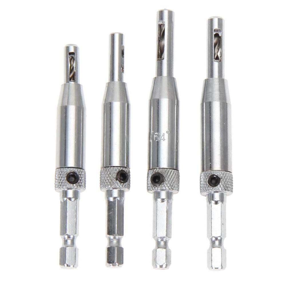 COMOWARE Selbstzentrierende Scharnierbohrer-Set – 17-teilig, 1/4" Sechskantschaft, Für Türen & Fenster