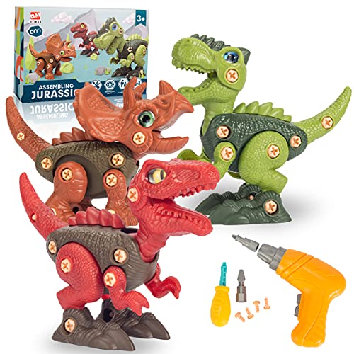 JRD&BS WINL Ensemble de Jouets de Dinosaure à démonter pour Enfants, Jouets de Construction STEM avec perceuse électrique Jouets éducatifs de Dinosaure pour 3 4 5 6 Cadeaux de Noël d'anniversaire (S) Cover
