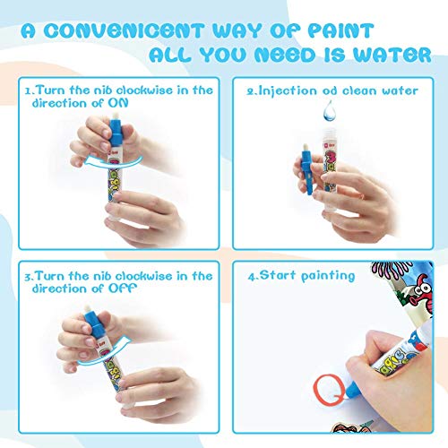 Aqua Magic Doodle Mat Kids Painting Writing Doodle Board Toys Mess Free Water Drawing Doodle Mat Large Size 40 X 28 inches Magic Pens Educational Toys for Boys Girls Toddlers Age 4 5 6year