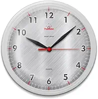 Relógio de Parede Omega com Mecanismo Step Silencioso - Ideal para Cozinhas, Escritórios e ambientes em geral (Cinza-borda-branca)