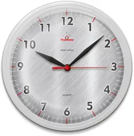 Relógio de Parede Omega com Mecanismo Step Silencioso - Ideal para Cozinhas, Escritórios e ambientes em geral (Cinza-borda-branca)