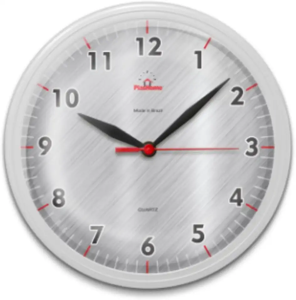 Relógio de Parede Omega com Mecanismo Step Silencioso - Ideal para Cozinhas, Escritórios e ambientes em geral (Cinza-borda-branca)