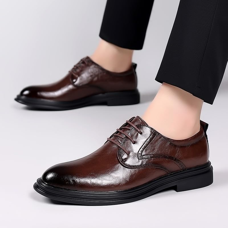 Men's Dress Shoes Lace Up Comfort Soft Men Oxford Flexural Leather Fashion Dress Sneakers Business Casual Shoe2
