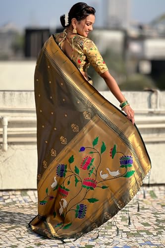 Image of SGF11 Women's Paithani Soft Lichi Silk Kanjivaram Sarees With Blouse Piece
